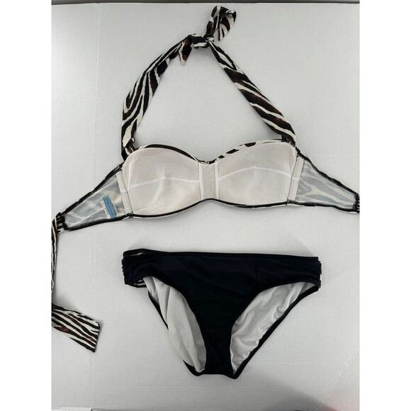 Antonio Melani Swim Bikini Size L Animal Print Halter Rhinestone Sexy Vacation​​ - Picture 7 of 15